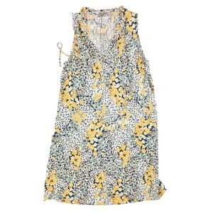 LOFT Floral Bouquet Print V Neck Lined Shift Dress Women's Petite Size PM